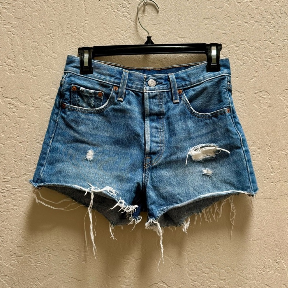 Blue Distressed Jean Shorts